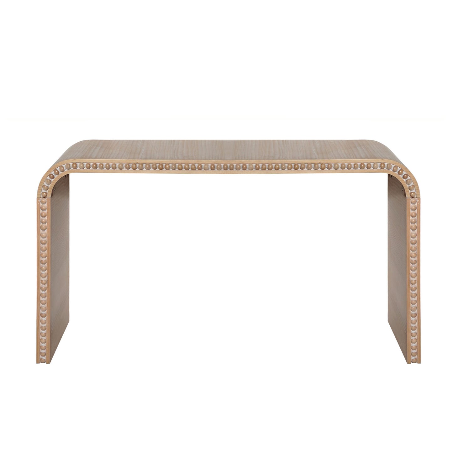 Natural wood Console Table, 59in Entryway Table, Curved Waterfall-style Table,Console table with wood beads,Entrance Table for Entryway, Hallway, Living Room, Foyer, Corridor, Office