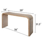 Natural wood Console Table, 59in Entryway Table, Curved Waterfall-style Table,Console table with wood beads,Entrance Table for Entryway, Hallway, Living Room, Foyer, Corridor, Office