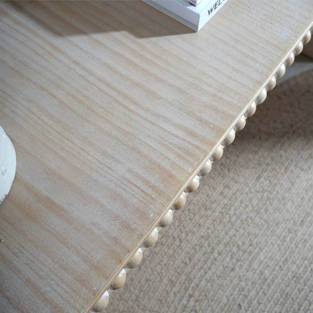 Natural wood Console Table, 59in Entryway Table, Curved Waterfall-style Table,Console table with wood beads,Entrance Table for Entryway, Hallway, Living Room, Foyer, Corridor, Office