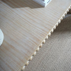 Natural wood Console Table, 59in Entryway Table, Curved Waterfall-style Table,Console table with wood beads,Entrance Table for Entryway, Hallway, Living Room, Foyer, Corridor, Office