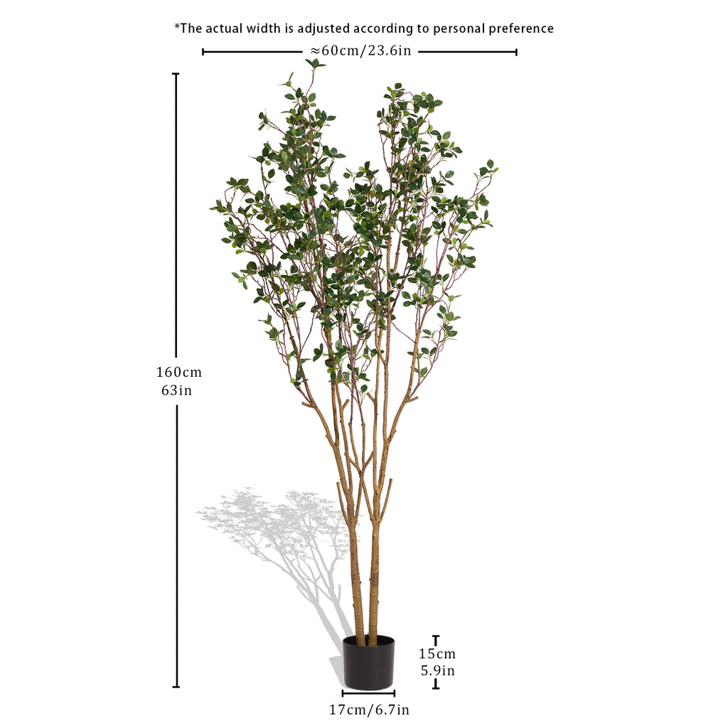 5.2FT Artificial Tree Graceful Evergreen Faux Plant with Lifelike Natural Look Leaves and Sturdy Pot Ideal for Enhancing Indoor Home Decor Office Bedroom or Hallway Decoration 1pc/set Faux Tree