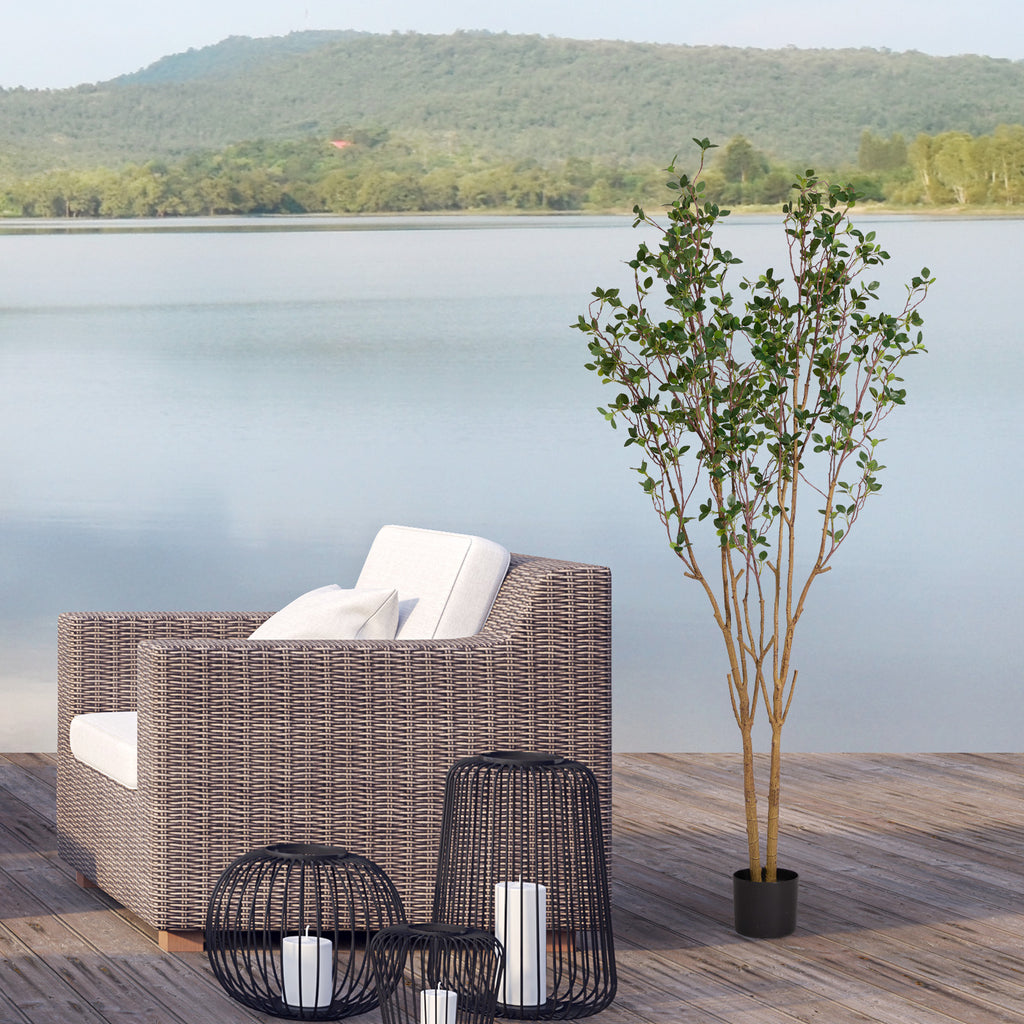 5.2FT Artificial Tree Graceful Evergreen Faux Plant with Lifelike Natural Look Leaves and Sturdy Pot Ideal for Enhancing Indoor Home Decor Office Bedroom or Hallway Decoration 1pc/set Faux Tree