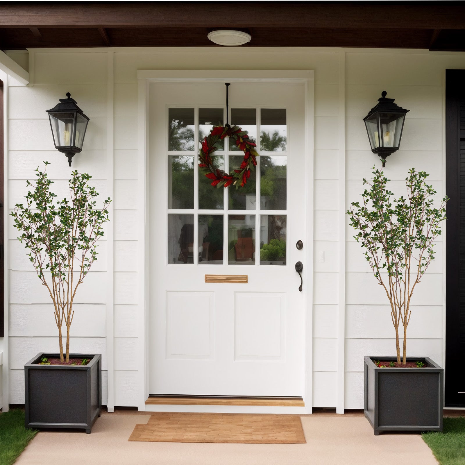 5.2FT Artificial Tree Graceful Evergreen Faux Plant with Lifelike Natural Look Leaves and Sturdy Pot Ideal for Enhancing Indoor Home Decor Office Bedroom or Hallway Decoration 1pc/set Faux Tree