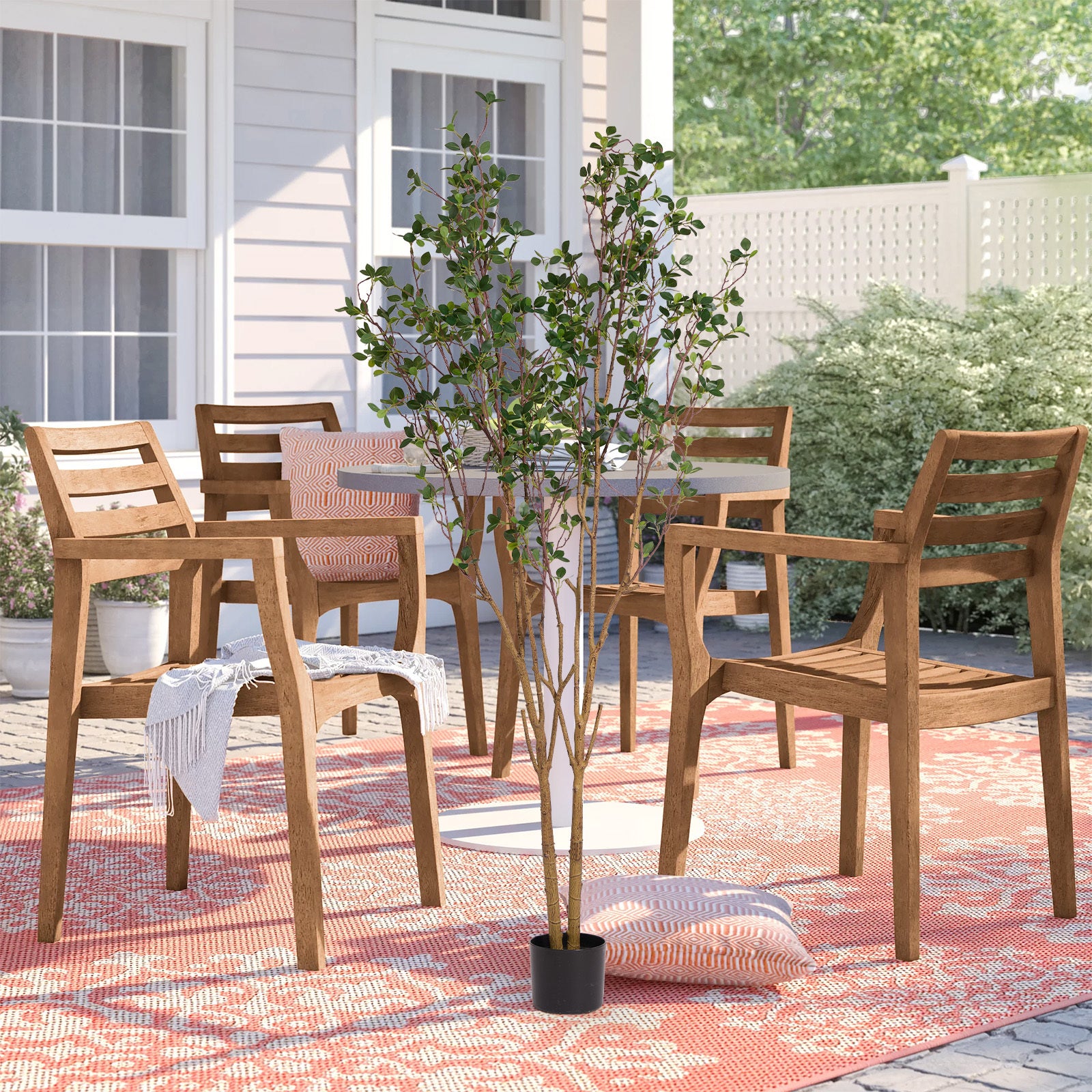 5.2FT Artificial Tree Graceful Evergreen Faux Plant with Lifelike Natural Look Leaves and Sturdy Pot Ideal for Enhancing Indoor Home Decor Office Bedroom or Hallway Decoration 1pc/set Faux Tree