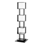6 tier Rotating Bookshelf, Floor Rack Simple Bookcase with Acrylic plate Student Multi-Function Creative Bookshelf for Living Room with anti-toppling base