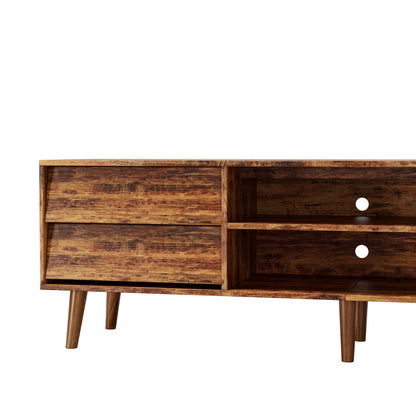 63 Inch TV Stand Features Vintage-style and Bevel Design, TV Stand with Drawers, Entertainment Center for Living Room Bedroom, TV Media Console