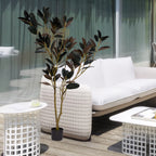 Artificial Rubber Tree, 6FT Tall Fake Plant for Indoor Home, Office, Living Room, Patio, or Porch Decoration, 1pc/set Faux Tree