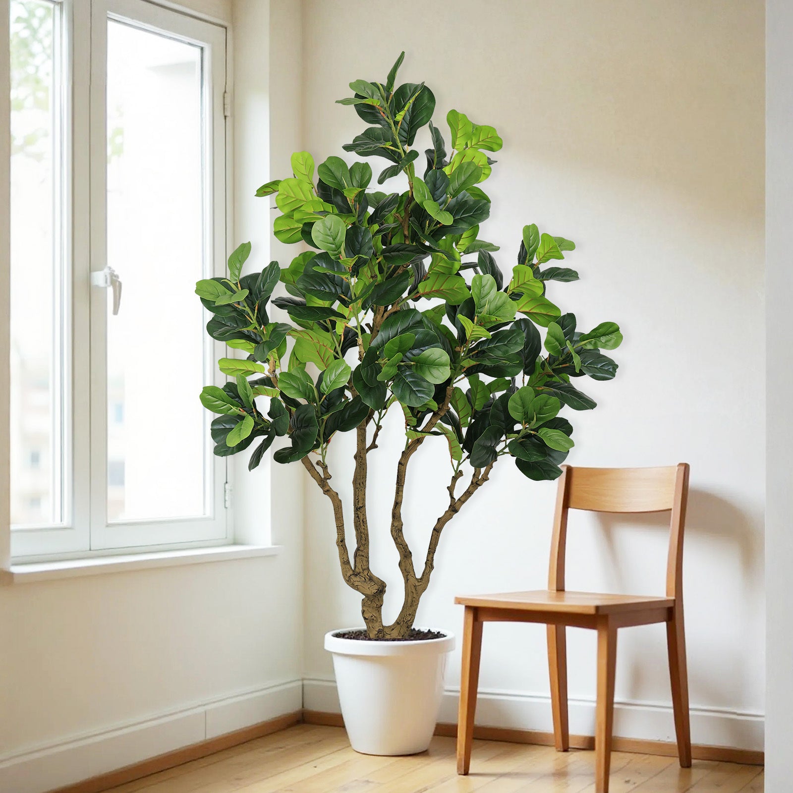 7FT Tall Artificial Banyan Tree Silk Plant – Large Faux Greenery with Natural Look Leaves for Indoor Outdoor Home Office Decoration, Potted Fake Tree, 1pc/set