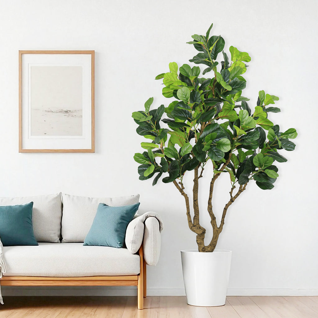 7FT Tall Artificial Banyan Tree Silk Plant – Large Faux Greenery with Natural Look Leaves for Indoor Outdoor Home Office Decoration, Potted Fake Tree, 1pc/set