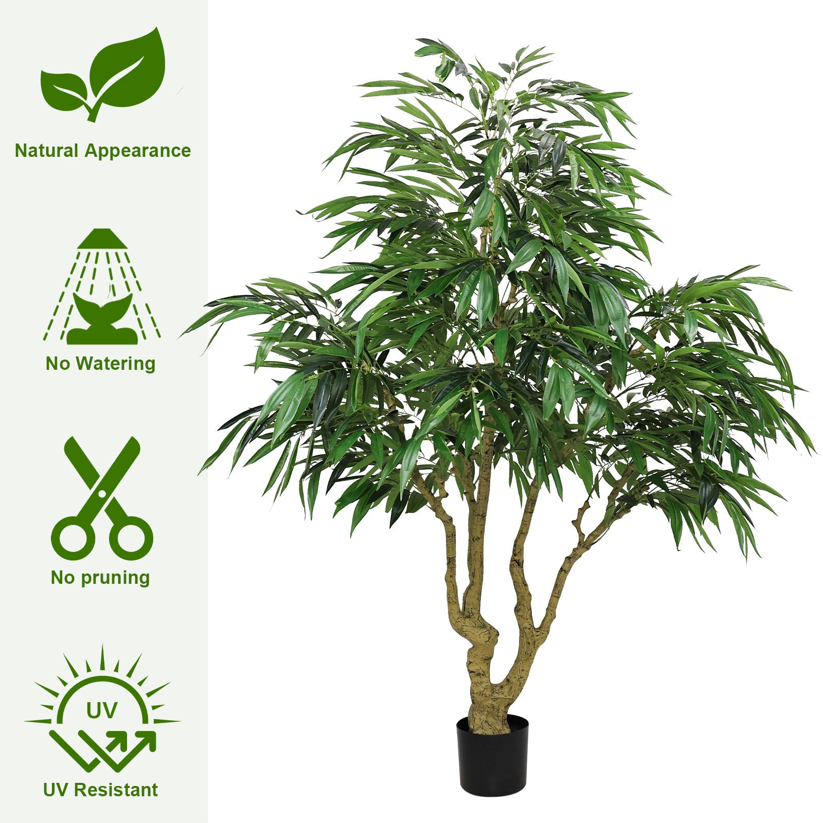 7FT Artificial willow Tree, Indoor Faux slik Greenery Plant for Home, Apartment, or Office Decoration, 1pc/set