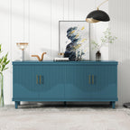 Elegant 70-Inch Solid Wood 4-Door Cabinet in Olive Green.