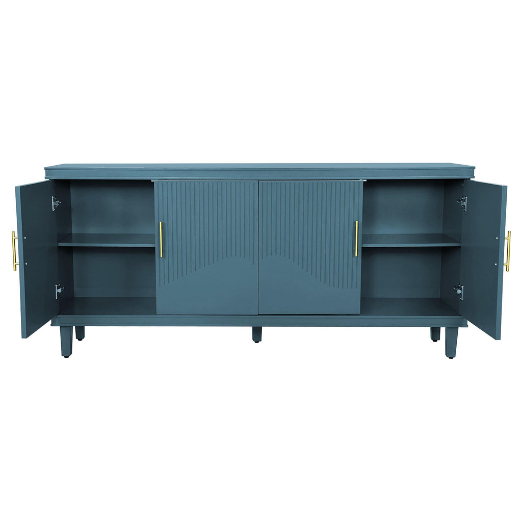 Elegant 70-Inch Solid Wood 4-Door Cabinet in Olive Green.