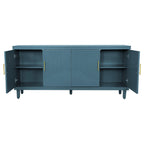 Elegant 70-Inch Solid Wood 4-Door Cabinet in Olive Green.