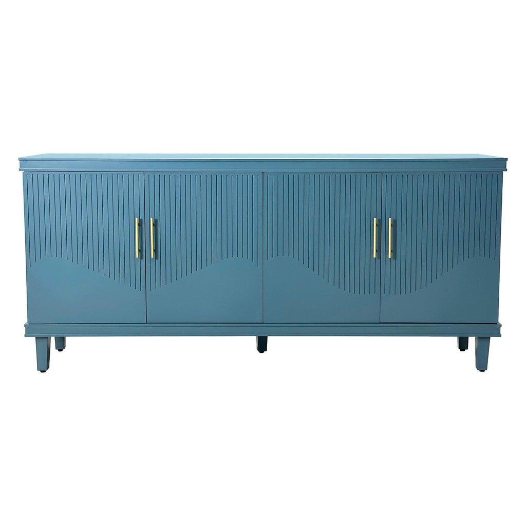 Elegant 70-Inch Solid Wood 4-Door Cabinet in Olive Green.