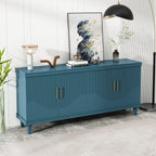 Elegant 70-Inch Solid Wood 4-Door Cabinet in Olive Green.