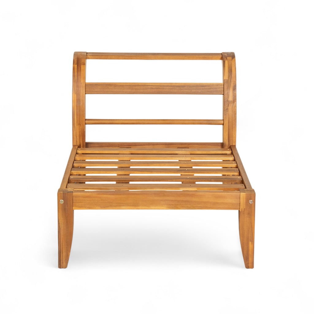 TOPMAX 6 Piece Patio Sofa Set, Acacia Wood Outdoor Modular Sectional Garden Furniture Set L-Shaped Conversation Set, Convertible Daybed with Tea Table, Ottoman, 5 Cushions and Pillows, Teak+Beige