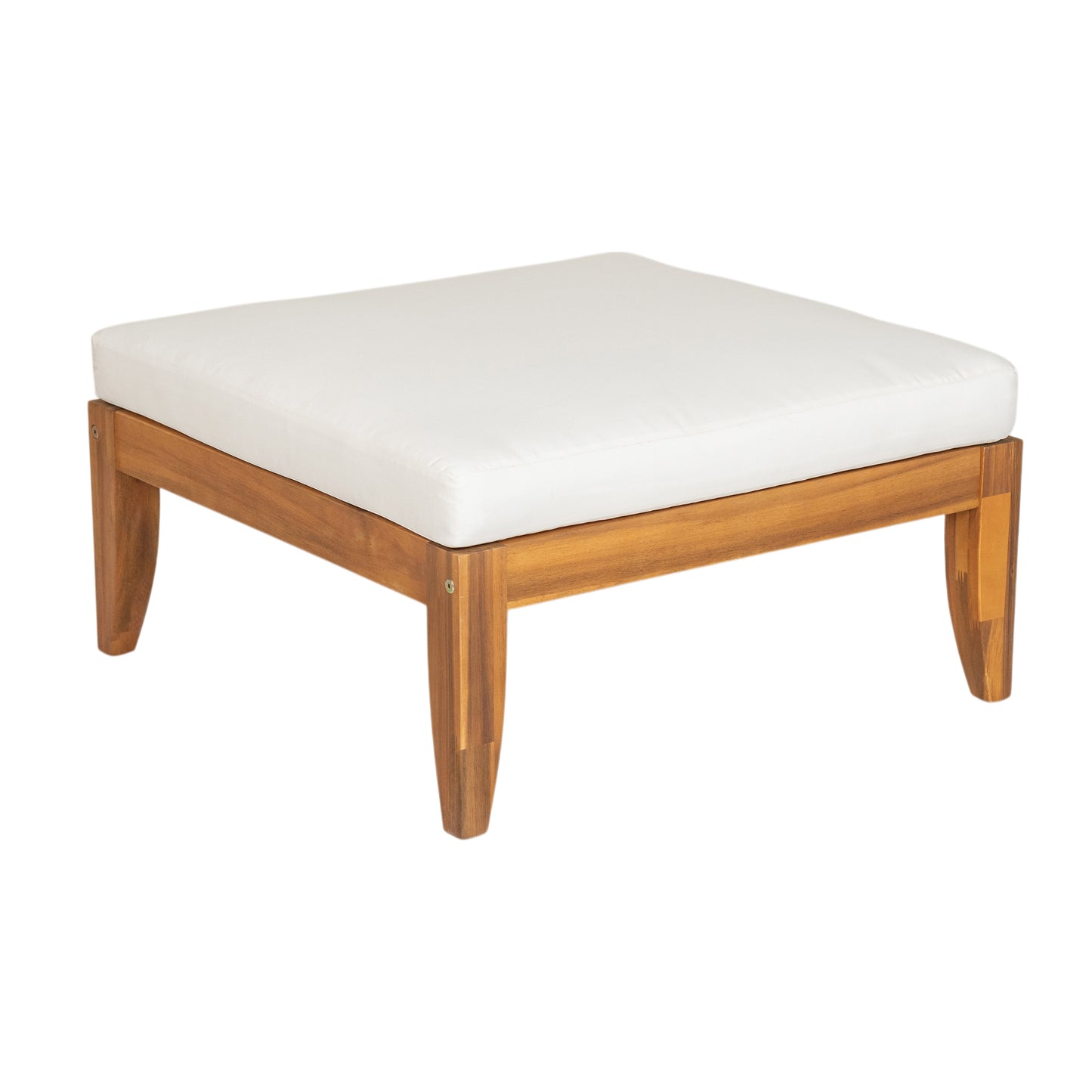 TOPMAX 6 Piece Patio Sofa Set, Acacia Wood Outdoor Modular Sectional Garden Furniture Set L-Shaped Conversation Set, Convertible Daybed with Tea Table, Ottoman, 5 Cushions and Pillows, Teak+Beige