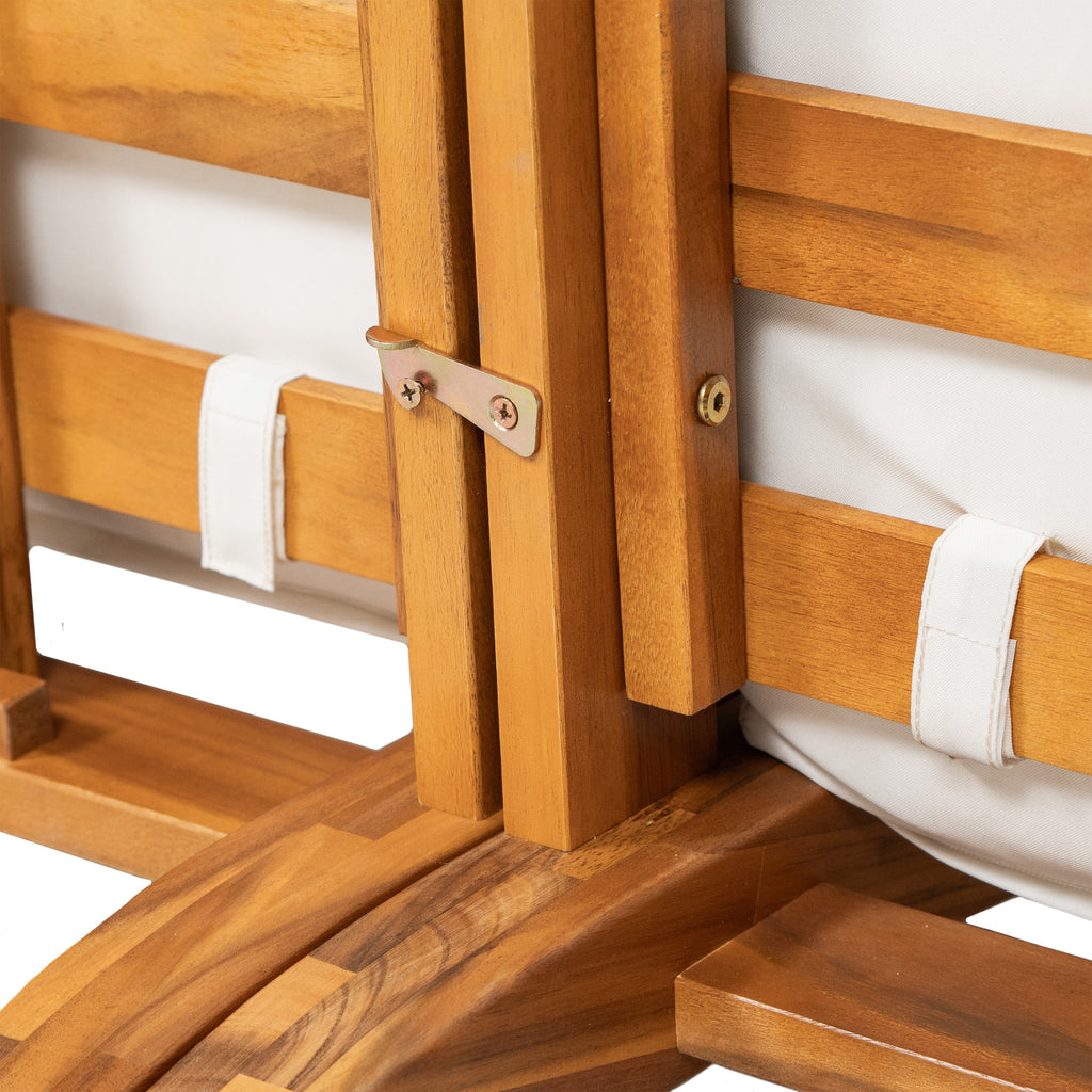 TOPMAX 6 Piece Patio Sofa Set, Acacia Wood Outdoor Modular Sectional Garden Furniture Set L-Shaped Conversation Set, Convertible Daybed with Tea Table, Ottoman, 5 Cushions and Pillows, Teak+Beige