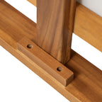 TOPMAX 6 Piece Patio Sofa Set, Acacia Wood Outdoor Modular Sectional Garden Furniture Set L-Shaped Conversation Set, Convertible Daybed with Tea Table, Ottoman, 5 Cushions and Pillows, Teak+Beige