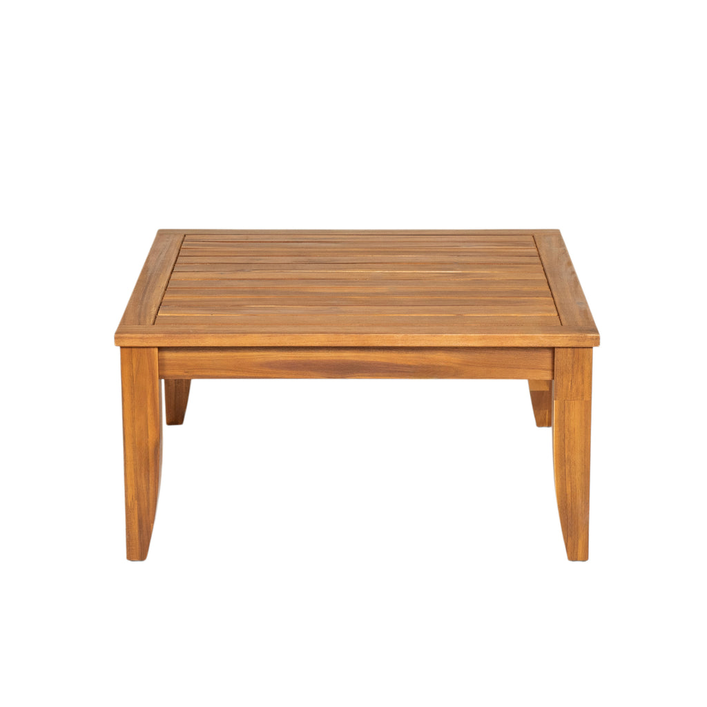 TOPMAX 6 Piece Patio Sofa Set, Acacia Wood Outdoor Modular Sectional Garden Furniture Set L-Shaped Conversation Set, Convertible Daybed with Tea Table, Ottoman, 5 Cushions and Pillows, Teak+Beige