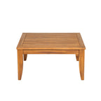 TOPMAX 6 Piece Patio Sofa Set, Acacia Wood Outdoor Modular Sectional Garden Furniture Set L-Shaped Conversation Set, Convertible Daybed with Tea Table, Ottoman, 5 Cushions and Pillows, Teak+Beige