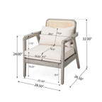 Outdoor Acacia Wood Patio Club Chair, Patio Furniture,Waterproof Thick Cushion Deep Seating for Porch, Garden, Backyard, Balcony, Weight Capacity 400lbs, Light Gray finish, Cream cushion