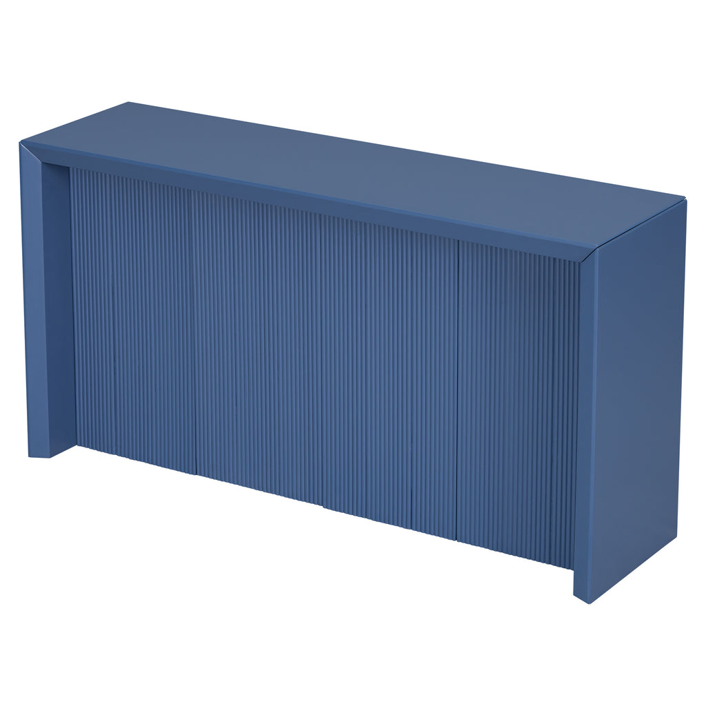 U_STYLE Acacia Wood Veneer Simple Entryway Table with Wavy Design,Suitable for Study,Entryway, Hallway, Living Room, Foyer