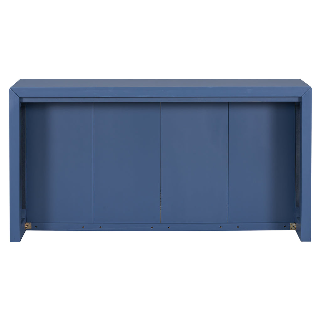 U_STYLE Acacia Wood Veneer Simple Entryway Table with Wavy Design,Suitable for Study,Entryway, Hallway, Living Room, Foyer