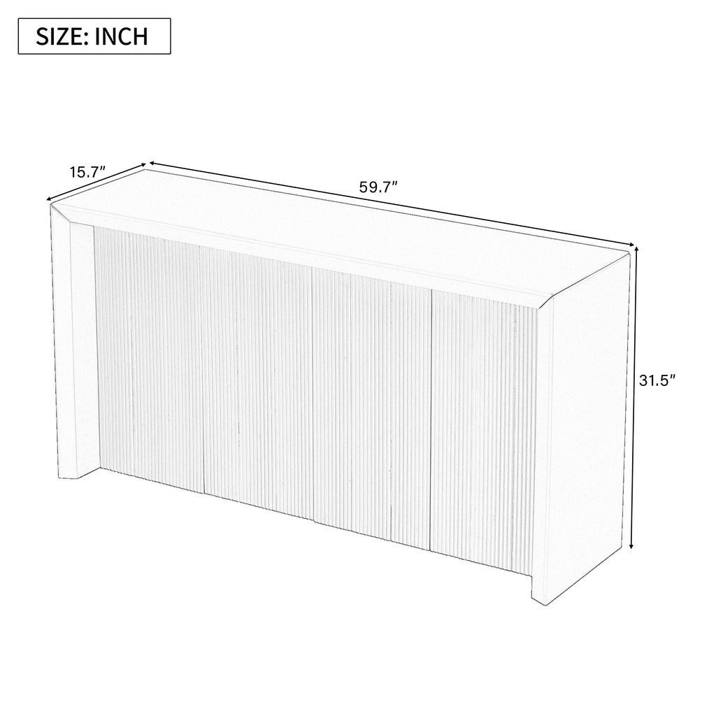 U_STYLE Acacia Wood Veneer Simple Entryway Table with Wavy Design,Suitable for Study,Entryway, Hallway, Living Room, Foyer