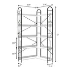 5 Tier Bookshelf, Industrial Style Corner Bookshelf, Thickened iron frame and thickened laminate composition, strong load-bearing capacity, can be used in the living room, bedroom, study.