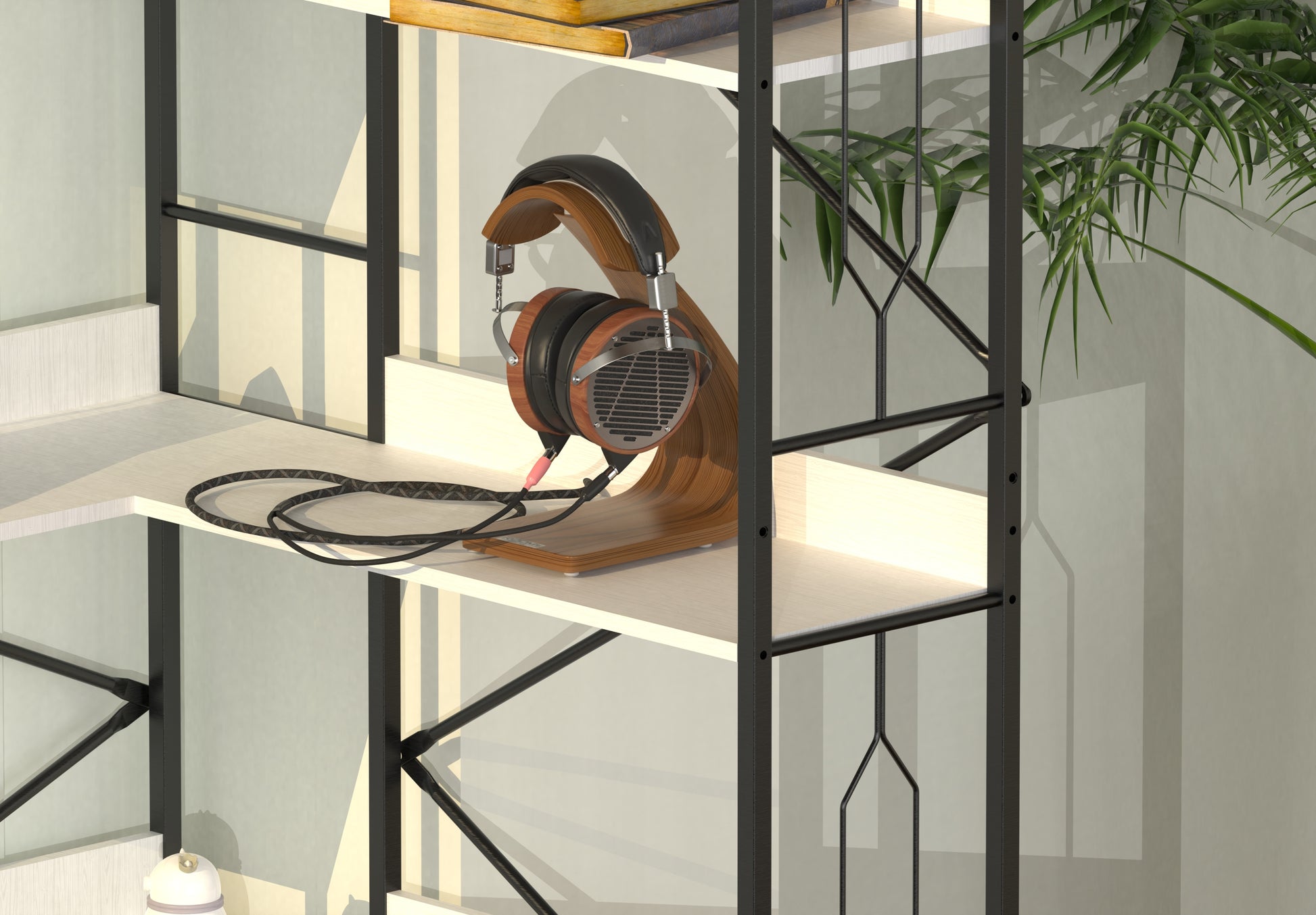 5 Tier Bookshelf, Industrial Style Corner Bookshelf, Thickened iron frame and thickened laminate composition, strong load-bearing capacity, can be used in the living room, bedroom, study.