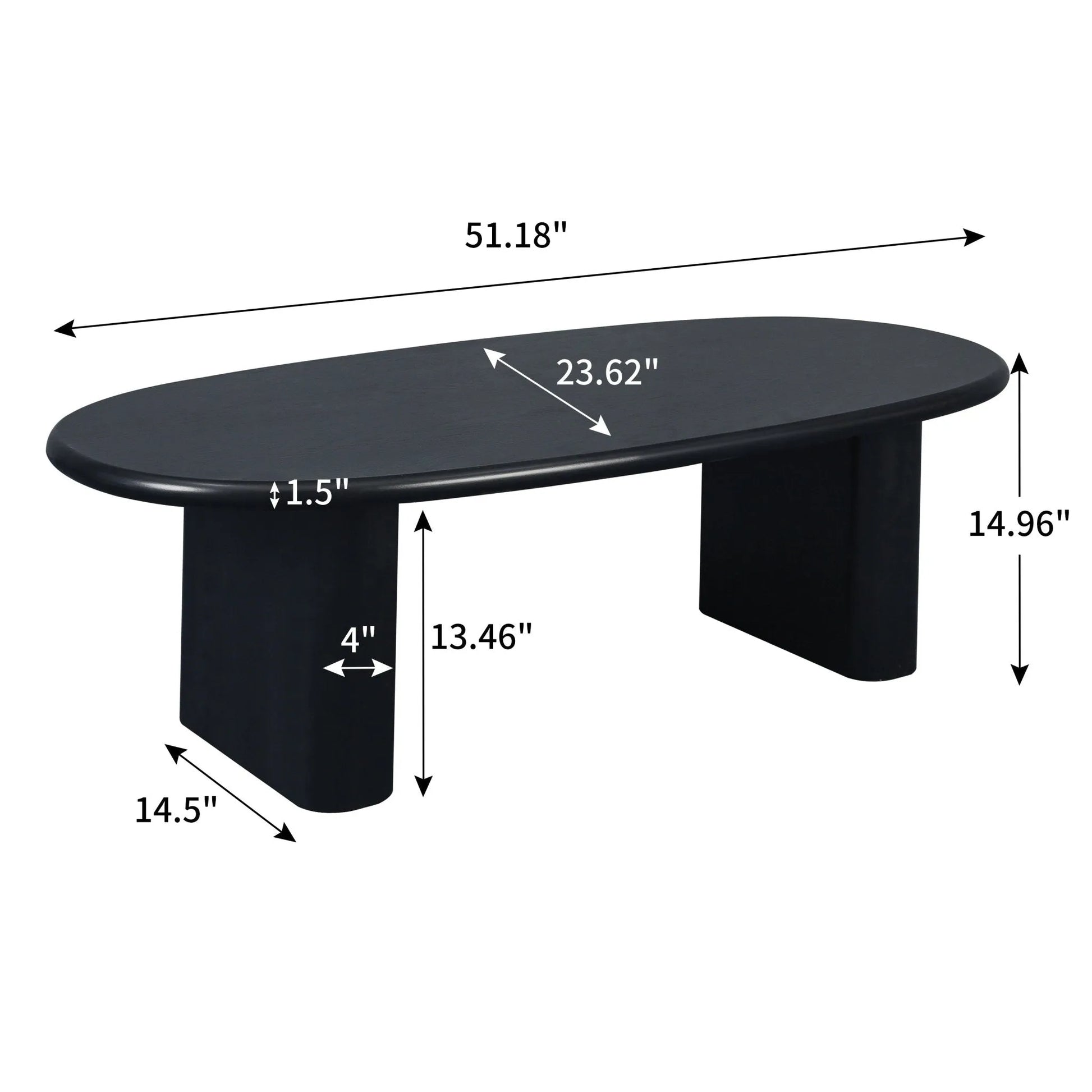 51'' Tapered Tabletop Coffee Table (BLACK) - Groovy Boardz