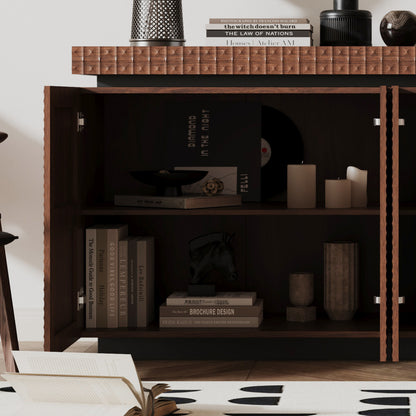 Sideboard Buffet Cabinet,Modern Accent Storage Sideboard, Luxurious Floor Cabinet Buffet with Freestanding Anti Dumping for Kitchen, Living Room, Entryway, Hallway,58.3' Wide 4-Door Sideboard(Brown)