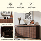 Sideboard Buffet Cabinet,Modern Accent Storage Sideboard, Luxurious Floor Cabinet Buffet with Freestanding Anti Dumping for Kitchen, Living Room, Entryway, Hallway,58.3' Wide 4-Door Sideboard(Brown)