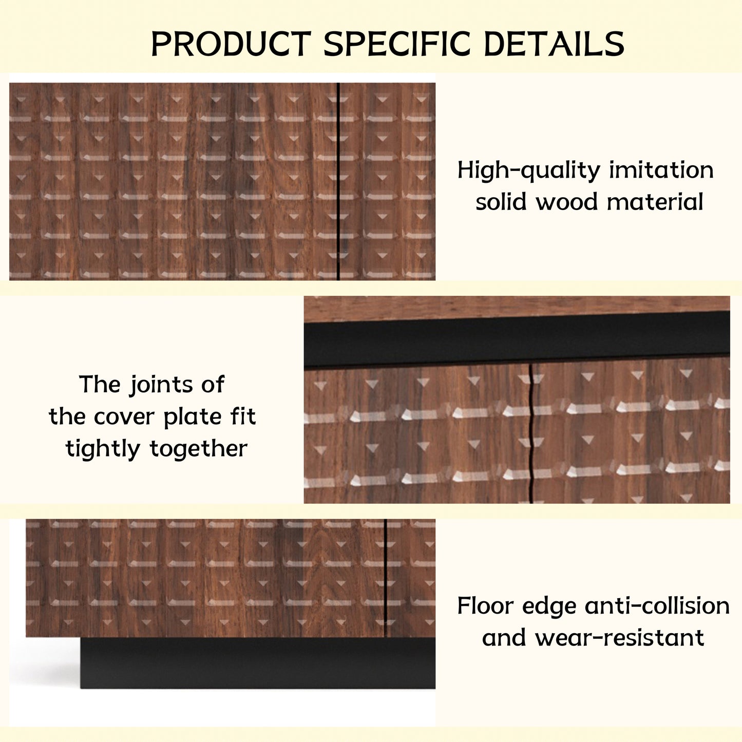 Sideboard Buffet Cabinet,Modern Accent Storage Sideboard, Luxurious Floor Cabinet Buffet with Freestanding Anti Dumping for Kitchen, Living Room, Entryway, Hallway,58.3' Wide 4-Door Sideboard(Brown)