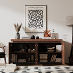 Sideboard Buffet Cabinet,Modern Accent Storage Sideboard, Luxurious Floor Cabinet Buffet with Freestanding Anti Dumping for Kitchen, Living Room, Entryway, Hallway,58.3' Wide 4-Door Sideboard(Brown)