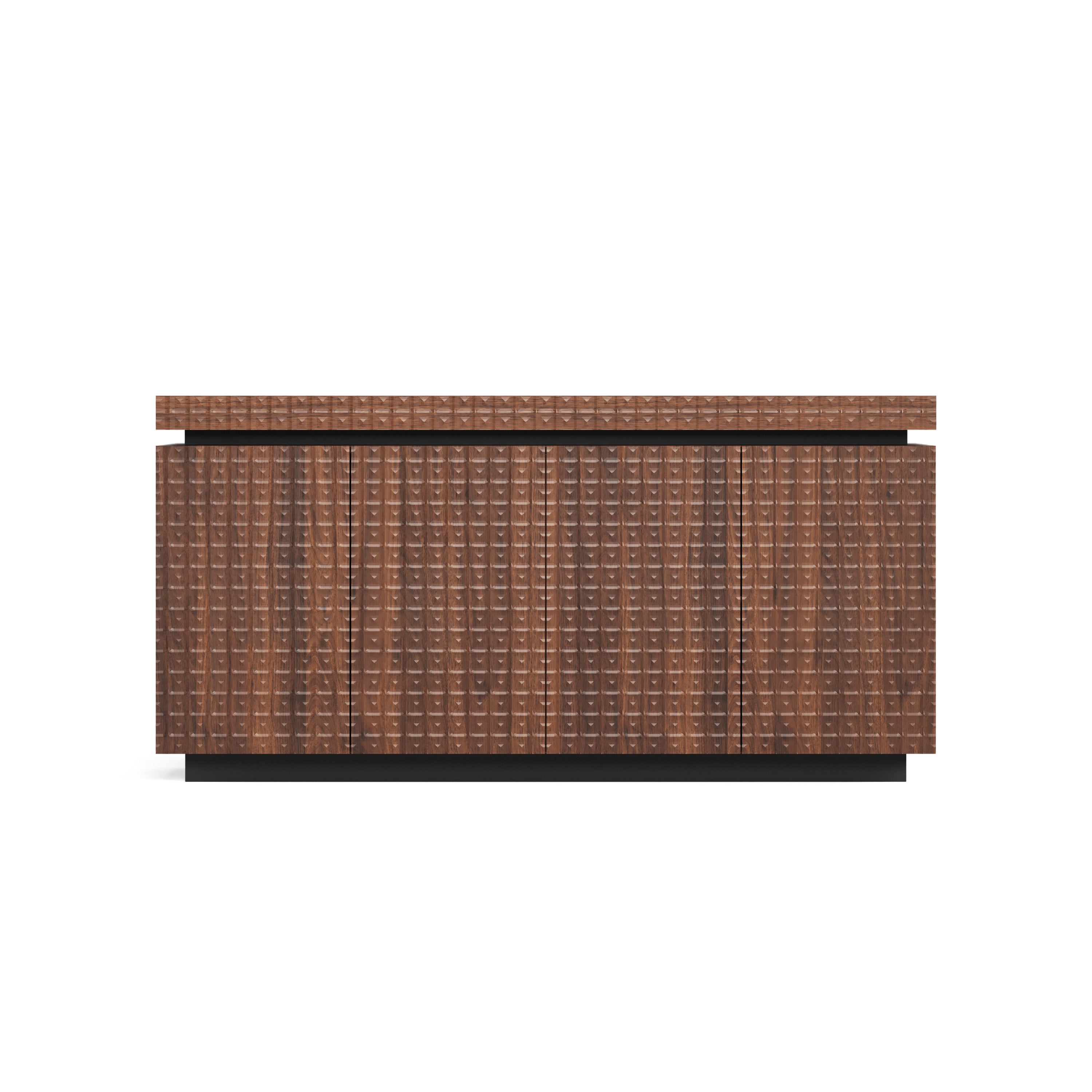 Sideboard Buffet Cabinet,Modern Accent Storage Sideboard, Luxurious Floor Cabinet Buffet with Freestanding Anti Dumping for Kitchen, Living Room, Entryway, Hallway,58.3' Wide 4-Door Sideboard(Brown)