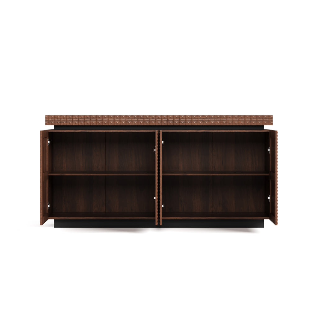 Sideboard Buffet Cabinet,Modern Accent Storage Sideboard, Luxurious Floor Cabinet Buffet with Freestanding Anti Dumping for Kitchen, Living Room, Entryway, Hallway,58.3' Wide 4-Door Sideboard(Brown)