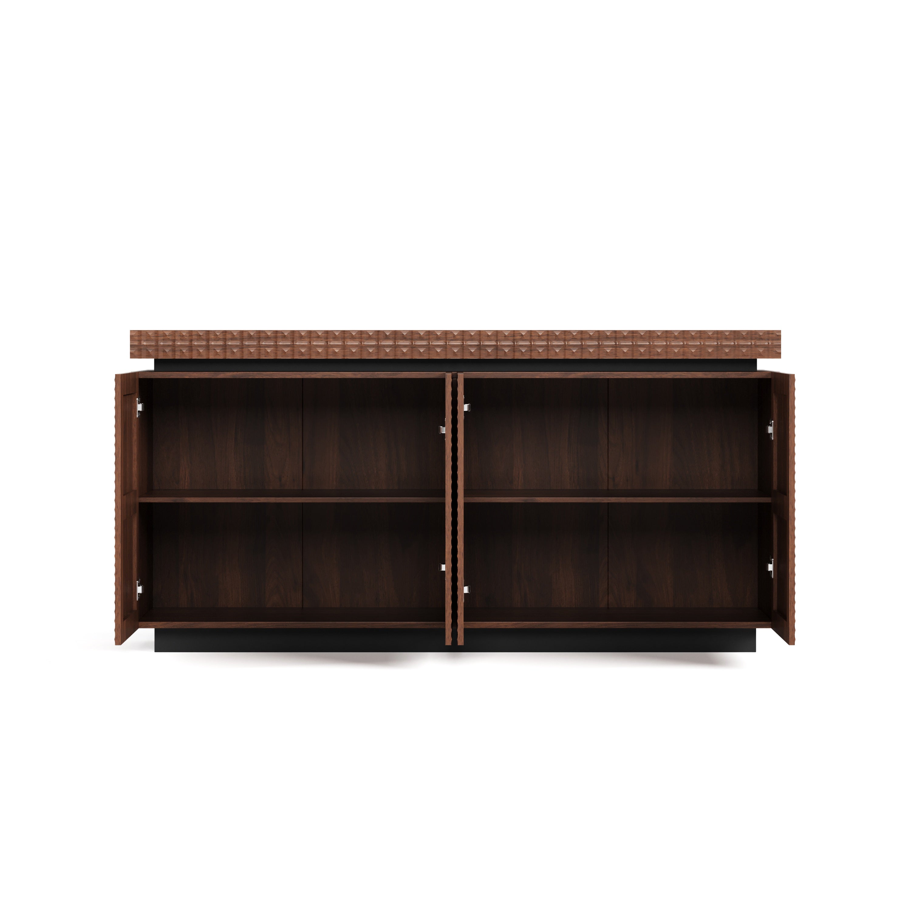 Sideboard Buffet Cabinet,Modern Accent Storage Sideboard, Luxurious Floor Cabinet Buffet with Freestanding Anti Dumping for Kitchen, Living Room, Entryway, Hallway,58.3' Wide 4-Door Sideboard(Brown)
