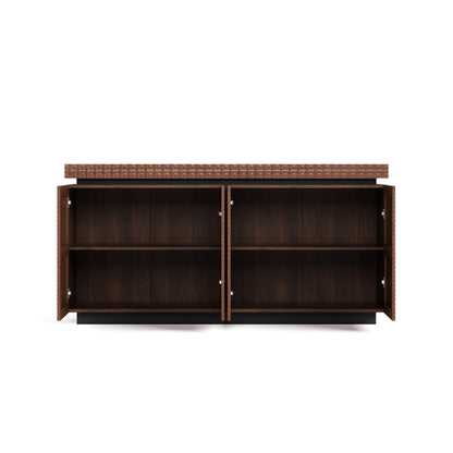 Sideboard Buffet Cabinet,Modern Accent Storage Sideboard, Luxurious Floor Cabinet Buffet with Freestanding Anti Dumping for Kitchen, Living Room, Entryway, Hallway,58.3' Wide 4-Door Sideboard(Brown)