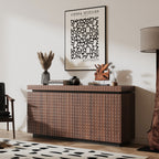 Sideboard Buffet Cabinet,Modern Accent Storage Sideboard, Luxurious Floor Cabinet Buffet with Freestanding Anti Dumping for Kitchen, Living Room, Entryway, Hallway,58.3' Wide 4-Door Sideboard(Brown)