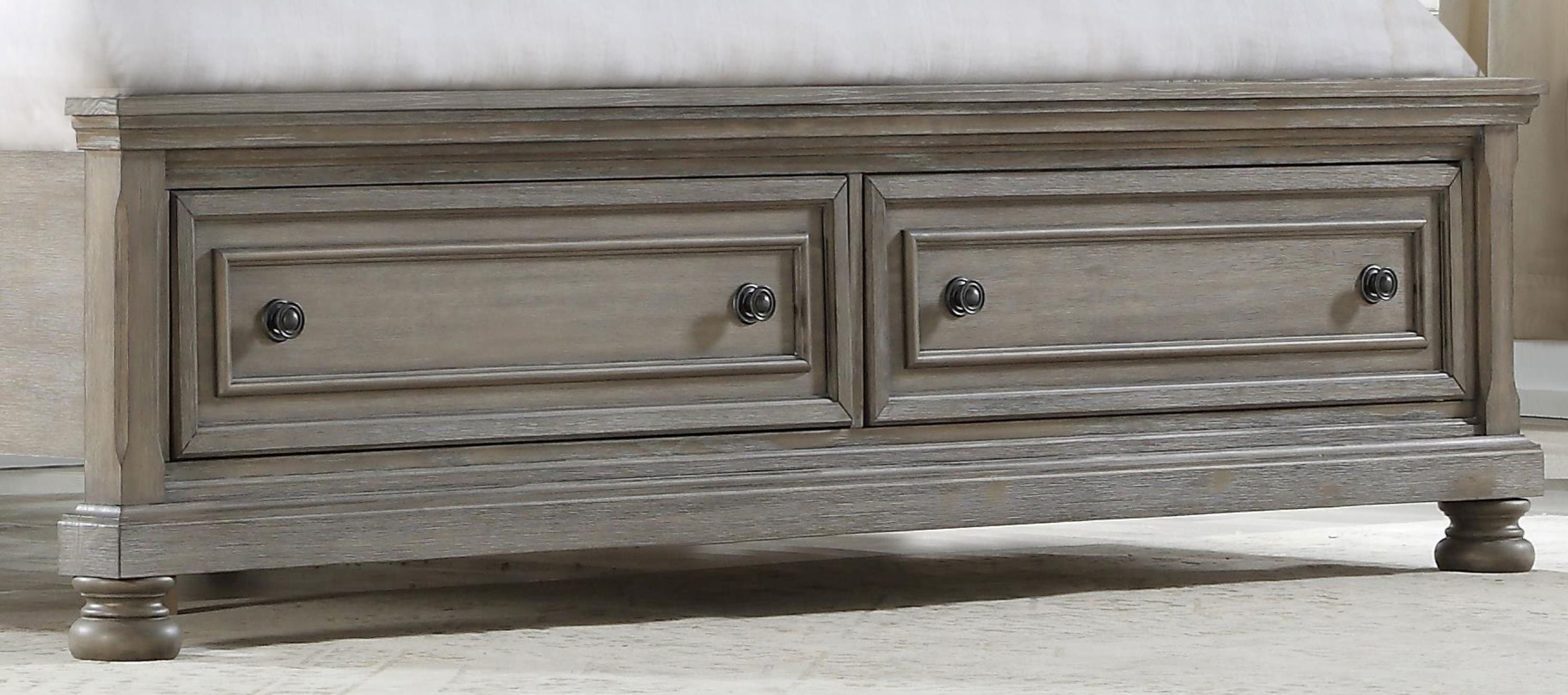 Antique Gray Queen Storage Bed
