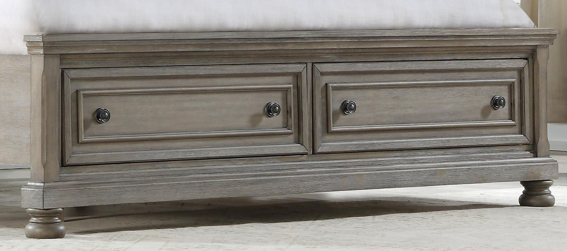Antique Gray King Storage Bed