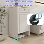 Robot Vacuum Stand Cabinet with Wheels, Sweeping Robot Storage Rack with Doors and Drawers, Side Table for Living Room, Home Office, Kitchen-Antique White
