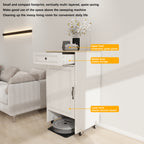 Robot Vacuum Stand Cabinet with Wheels, Sweeping Robot Storage Rack with Doors and Drawers, Side Table for Living Room, Home Office, Kitchen-Antique White