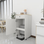 Robot Vacuum Stand Cabinet with Wheels, Sweeping Robot Storage Rack with Doors and Drawers, Side Table for Living Room, Home Office, Kitchen-Antique White