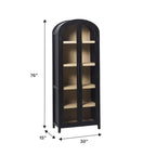 Modern 5 Shelf Arched Tall Bookcase with Glass Doors - Groovy Boardz