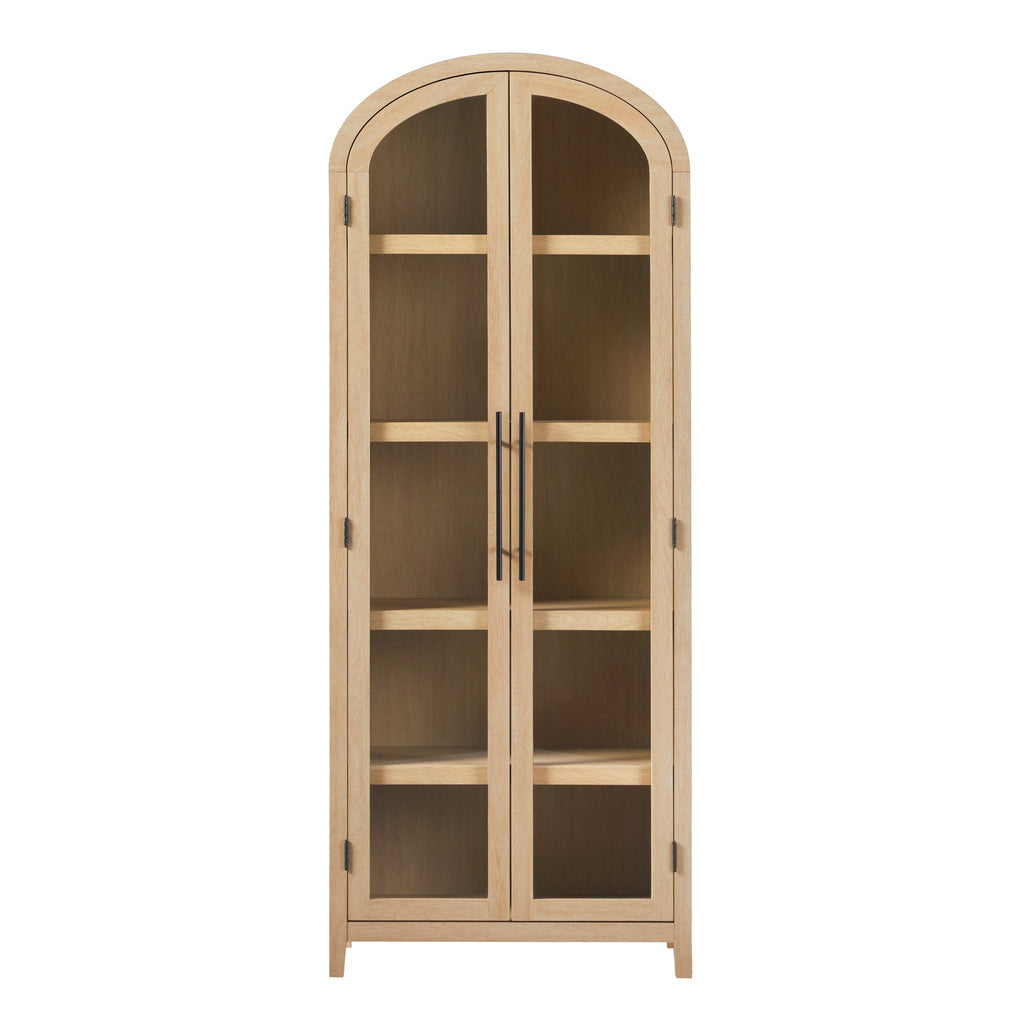 Modern 5 Shelf Arched Tall Bookcase with Glass Doors - Groovy Boardz