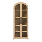 Modern 5 Shelf Arched Tall Bookcase with Glass Doors - Groovy Boardz