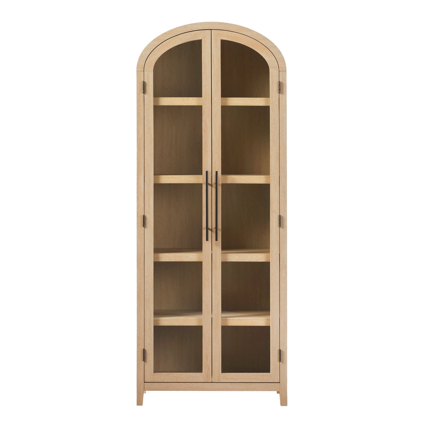 Modern 5 Shelf Arched Tall Bookcase with Glass Doors - Groovy Boardz